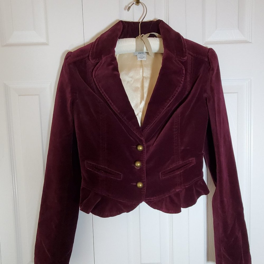 Guess Jeans Sz M Velvet Jacket-Authentic-Lined